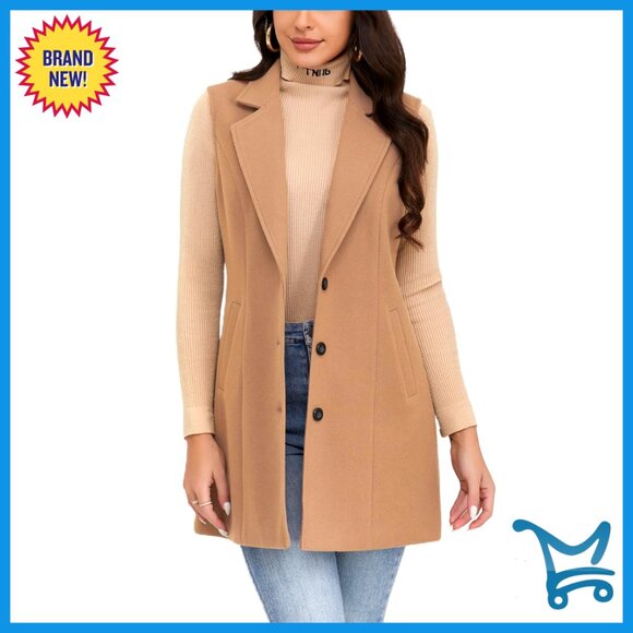 Jackets & Blazers - Sleeveless Wool Plaid Vest Blazer Slim Fit Casual Long Vest